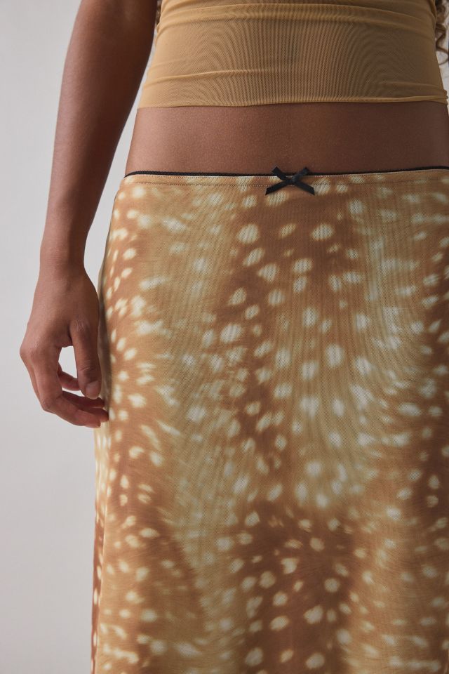 Kimchi Blue Doe Animal Print Mesh Maxi Skirt #4