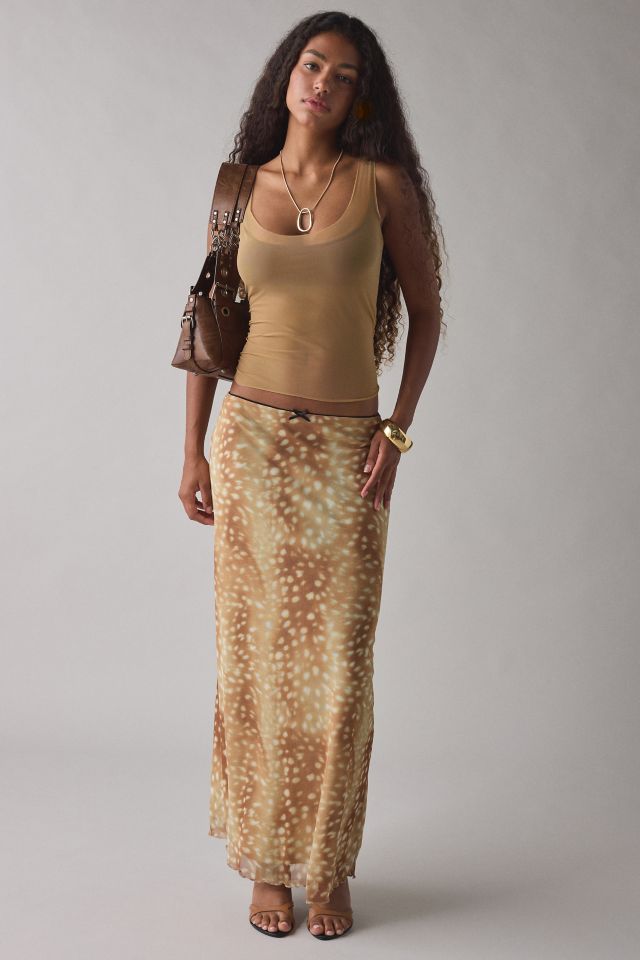Kimchi Blue Doe Animal Print Mesh Maxi Skirt #5