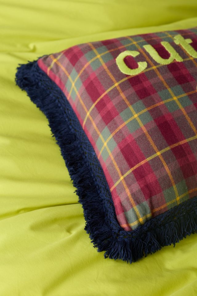 Cut The S*** Embroidered Fringe Throw Pillow #1