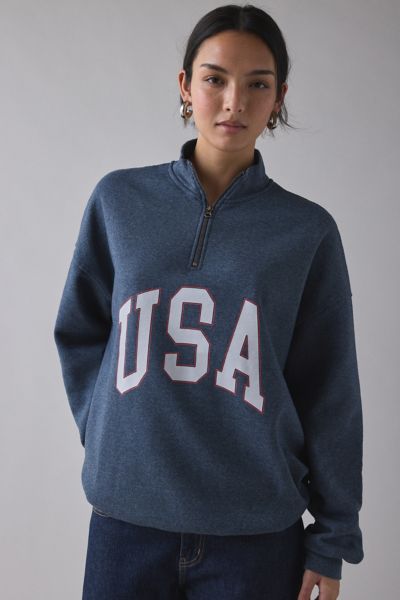 USA Graphic Oversized 1/4 Zip Fleece Pullover