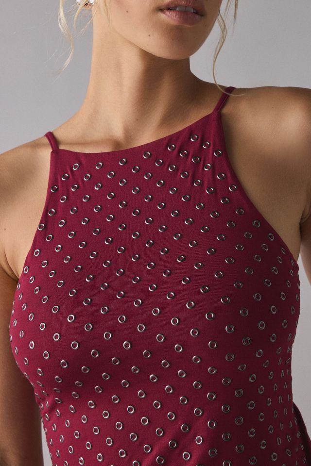 UO Carrie Silver Eyelet Studded Open-Back Cami #3