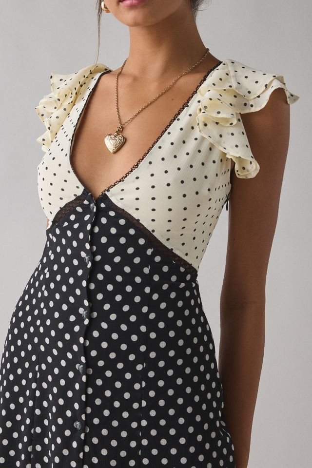 Kimchi Blue Ruffled Romance Cutout Tie-Back Slip Midi Dress #2
