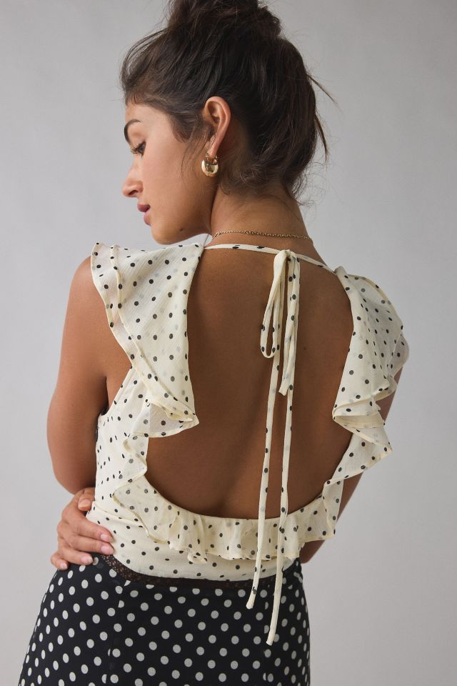 Kimchi Blue Ruffled Romance Cutout Tie-Back Slip Midi Dress #5