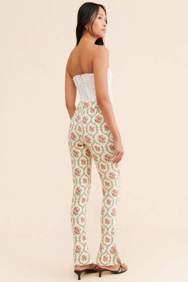 WeWoreWhat Victorian Floral Flare Slit Pants #1