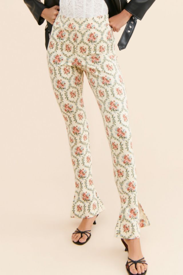 WeWoreWhat Victorian Floral Flare Slit Pants #3