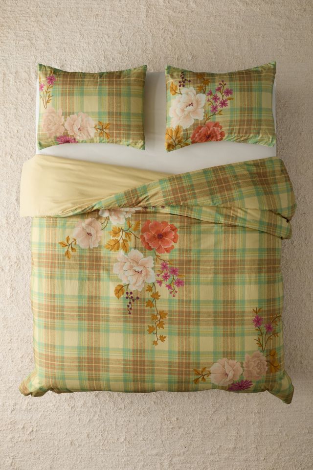 Maud Floral Plaid Patterned Duvet Cover #1