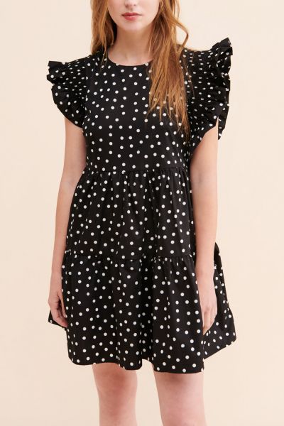 English Factory Polka Dot Babydoll Dress