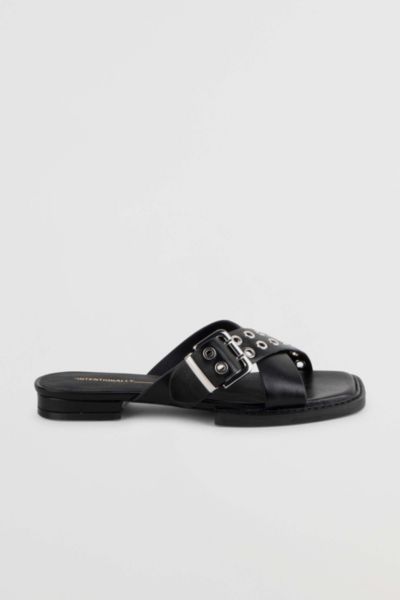INTENTIONALLY BLANK CLIPZ LEATHER SANDAL IN BLACK, WOMEN'S AT URBAN OUTFITTERS 