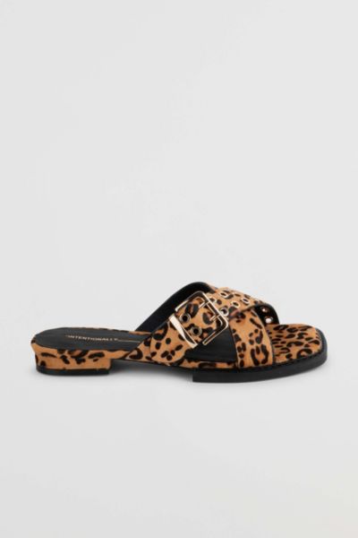 INTENTIONALLY BLANK CLIPZ LEATHER SANDAL IN LEOPARD, WOMEN'S AT URBAN OUTFITTERS 