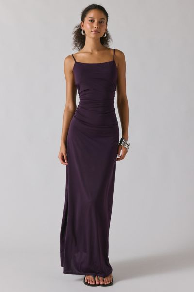 UO Do Not Disturb Ruched Drape Bodycon Maxi Dress