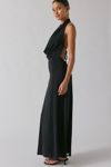UO Invite Only Plunging Halter Cowl Open-Back Maxi Dress