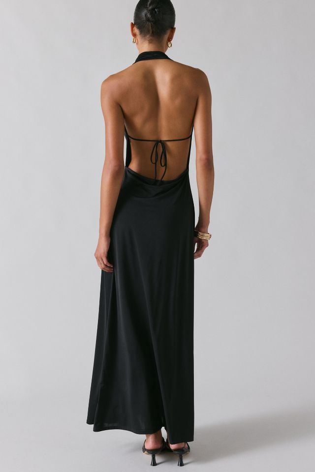 UO Invite Only Plunging Halter Cowl Open-Back Maxi Dress #2