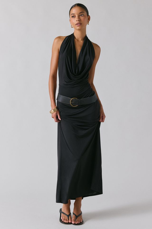 strapless open back dress Elegant Halter Pink Watercolor Satin Crystal Detailed Open Back Maxi D –  EDITE MODE