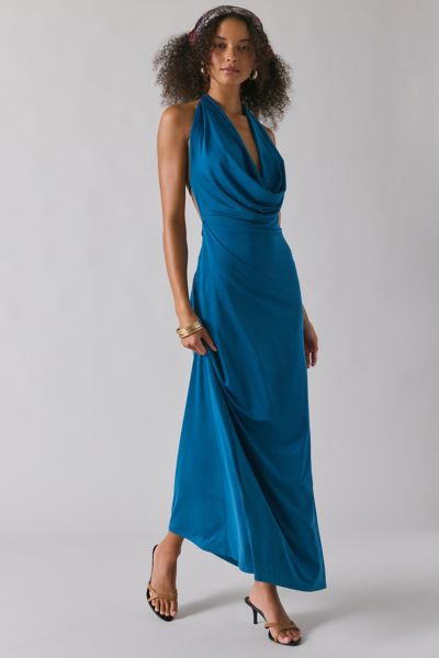 Robe maxi UO Invite Only à encolure plongeante, dos ouvert et drapé au cou