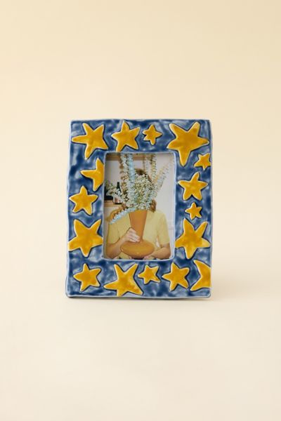Urban Outfitters Stars Ceramic 4" X 6" Picture Frame At  In Blue