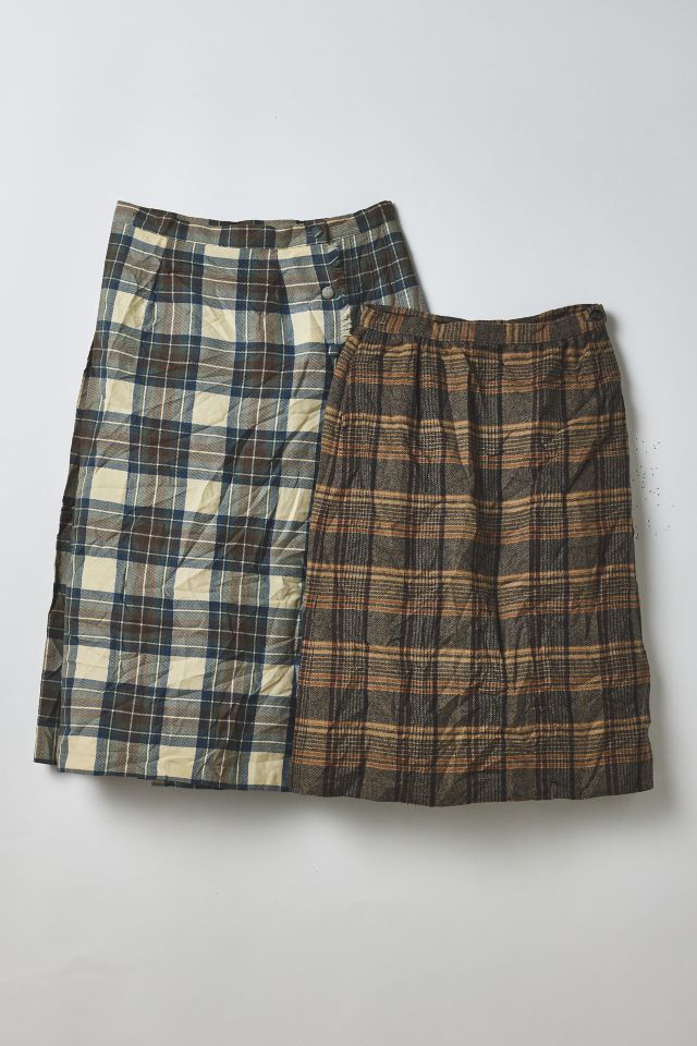 Vintage By UO Plaid Midi Skirt #1
