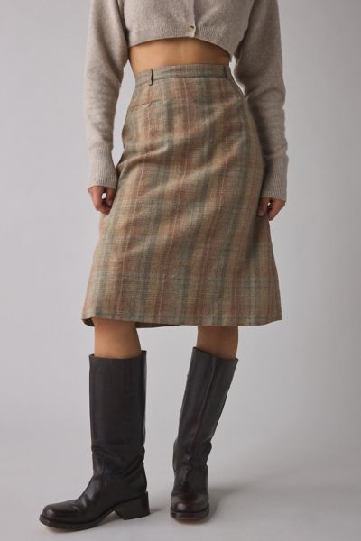 Vintage By UO Plaid Midi Skirt