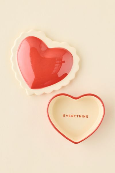 Bando Ban. Do Heart Shaped Ceramic Trinket Box In Red At Urban Outfitters In Red