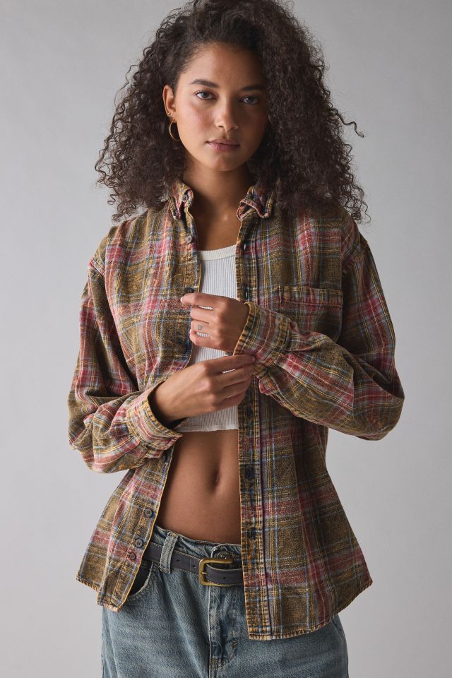 ReMADE By UO Acid Washed Oversized Flannel Shirt #2
