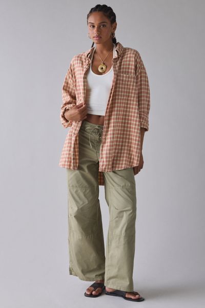 ReMADE By UO Overdyed Oversized Flannel Shirt