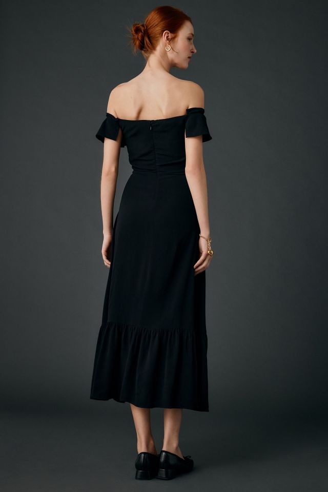 UO Over The Moon Flutter Sleeve Off-The-Shoulder Midi Dress #2