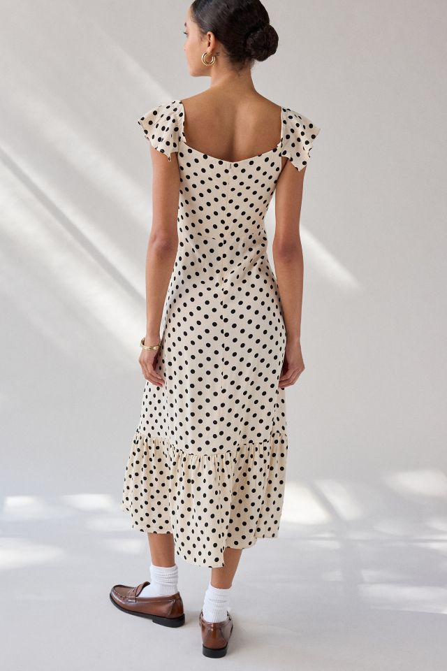 UO Over The Moon Flutter Sleeve Off-The-Shoulder Midi Dress #3