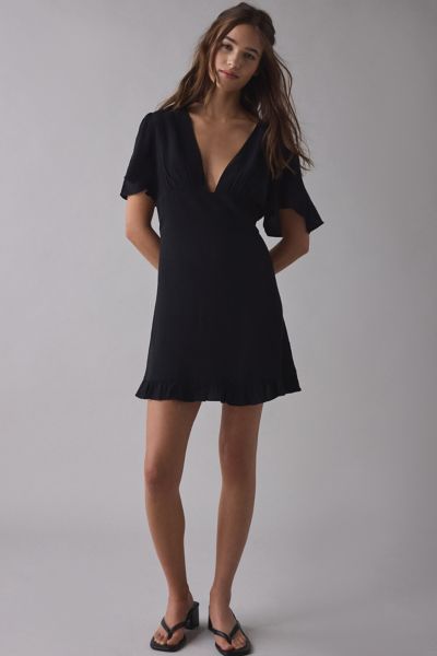 Kimchi Blue Dinner Date Plunging Flutter Sleeve Mini Dress Product Page