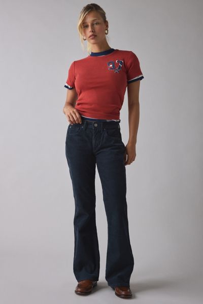 Bdg Teo Relaxed Low-rise Bootcut Corduroy Pant In Black Blue, Women's At Urban Outfitters
