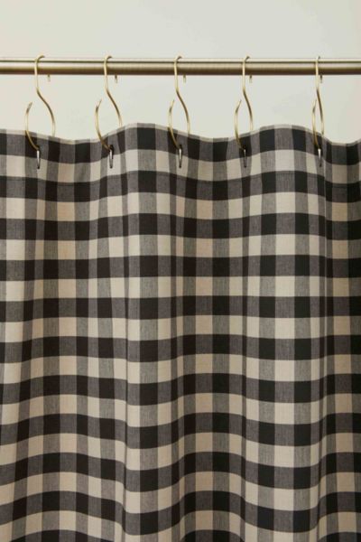 HAWKINS NEW YORK ESSENTIAL GINGHAM SHOWER CURTAIN IN LIGHT GREY/BLACK AT URBAN OUTFITTERS 
