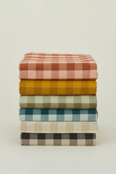 HAWKINS NEW YORK ESSENTIAL GINGHAM SHOWER CURTAIN IN SKY/PEACOCK AT URBAN OUTFITTERS 