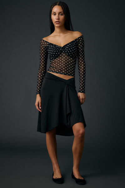 Motel Esmeray Asymmetric Ruffle Low-Rise Knee Length Skirt