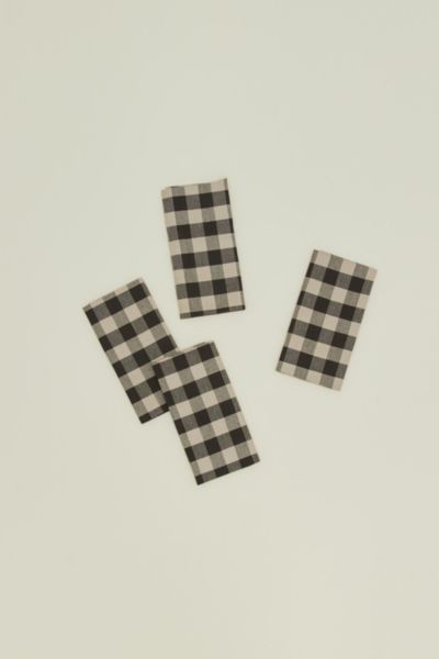 HAWKINS NEW YORK ESSENTIAL GINGHAM DINNER NAPKINS IN LIGHT GREY/BLACK AT URBAN OUTFITTERS 