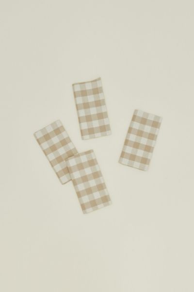 HAWKINS NEW YORK ESSENTIAL GINGHAM DINNER NAPKINS IN IVORY/FLAX AT URBAN OUTFITTERS 