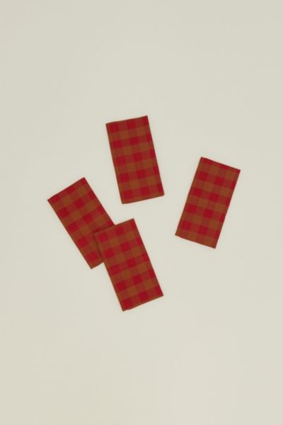 HAWKINS NEW YORK ESSENTIAL GINGHAM DINNER NAPKINS IN RED/TERRACOTTA AT URBAN OUTFITTERS 