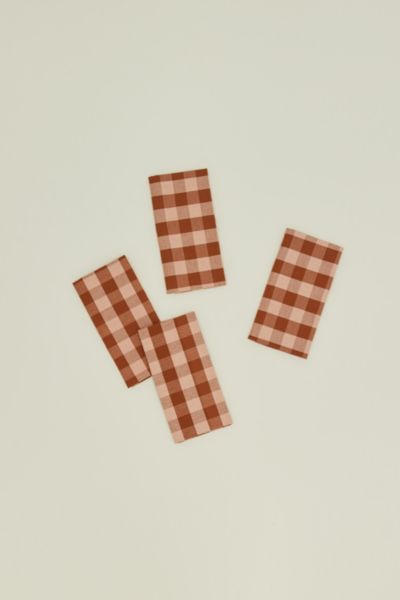 HAWKINS NEW YORK ESSENTIAL GINGHAM DINNER NAPKINS IN BLUSH/TERRACOTTA AT URBAN OUTFITTERS 