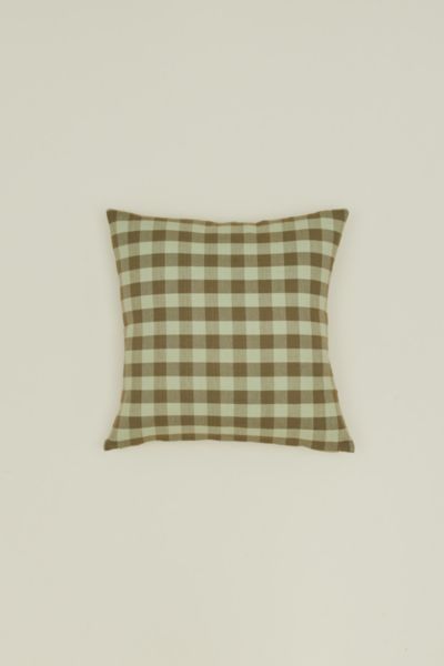 HAWKINS NEW YORK ESSENTIAL GINGHAM PILLOW IN SAGE/OLIVE AT URBAN OUTFITTERS 