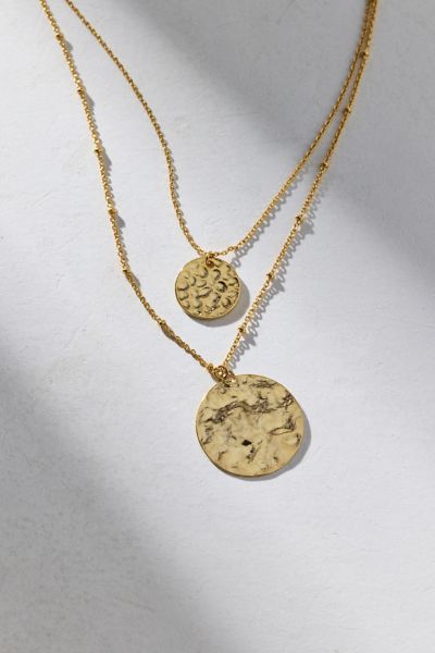 Double Coin Charm Layered Necklace