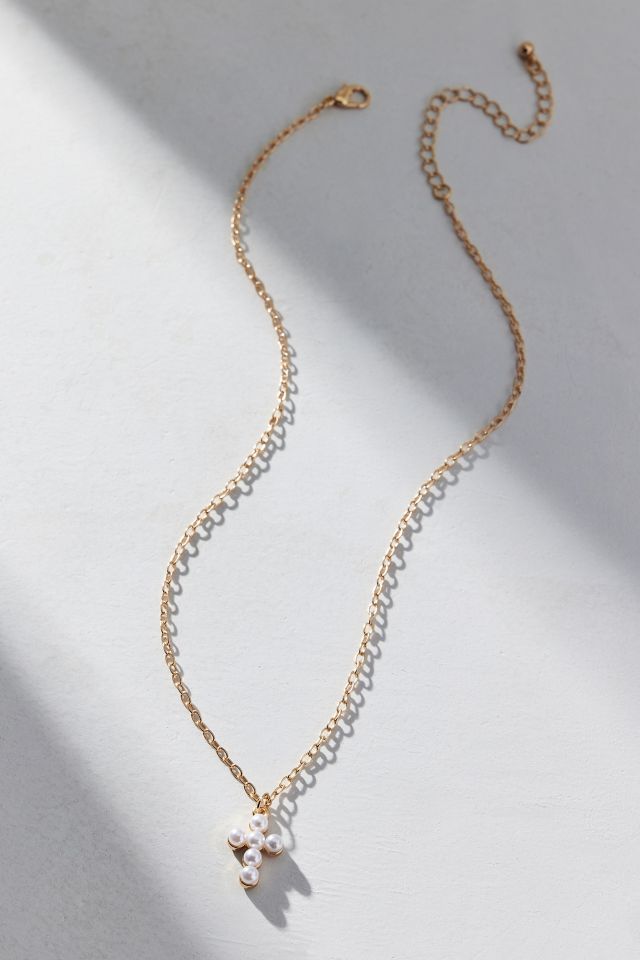 Pearl Cross Pendant Necklace #1