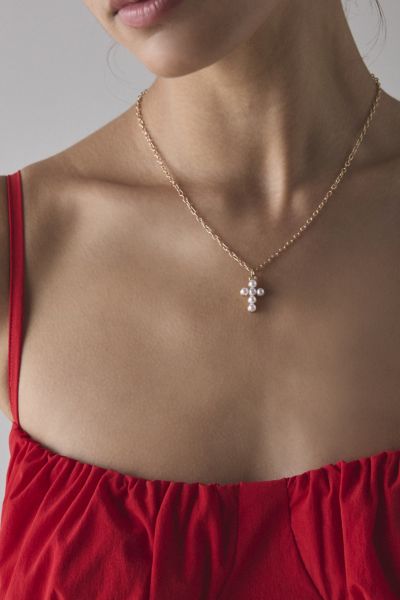 Pearl Cross Pendant Necklace