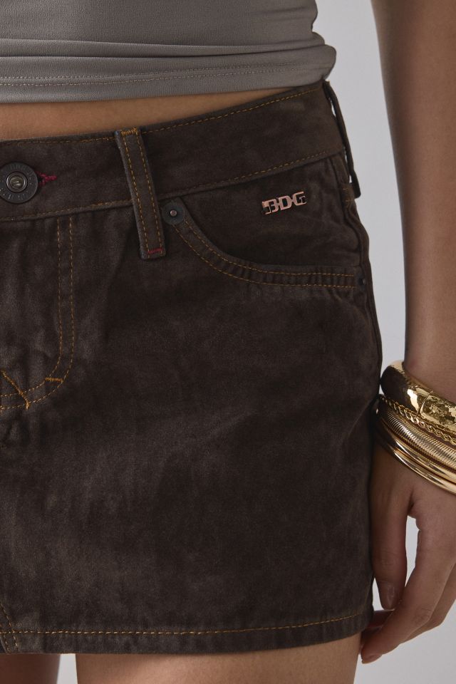 BDG Ultimate Velvet Flocked Denim Low-Rise Mini Skirt #2