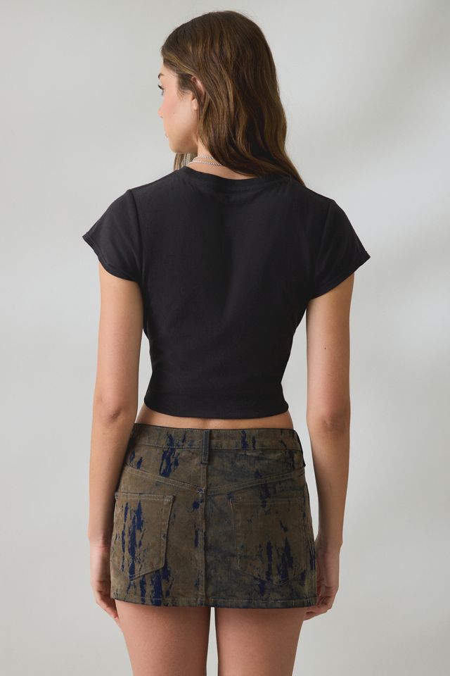 BDG Ultimate Velvet Flocked Denim Low-Rise Mini Skirt #4