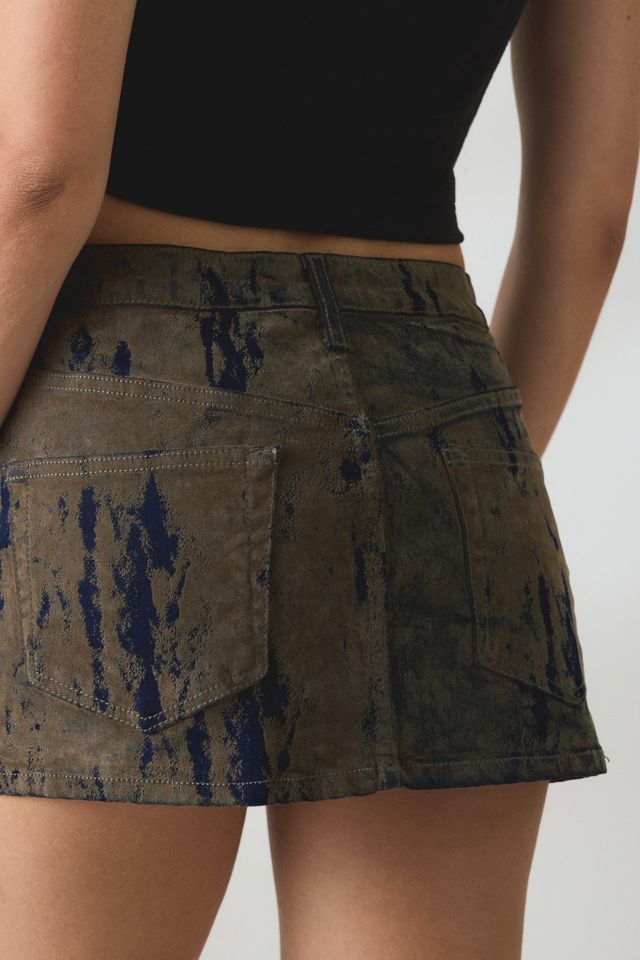 BDG Ultimate Velvet Flocked Denim Low-Rise Mini Skirt #5