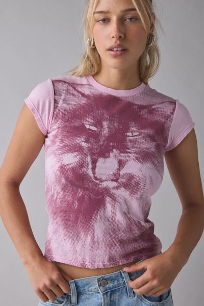Bdg Cat Graphic Short Sleeve Spill The Tee In Pink Combo, Women's At Urban Outfitters In Pink