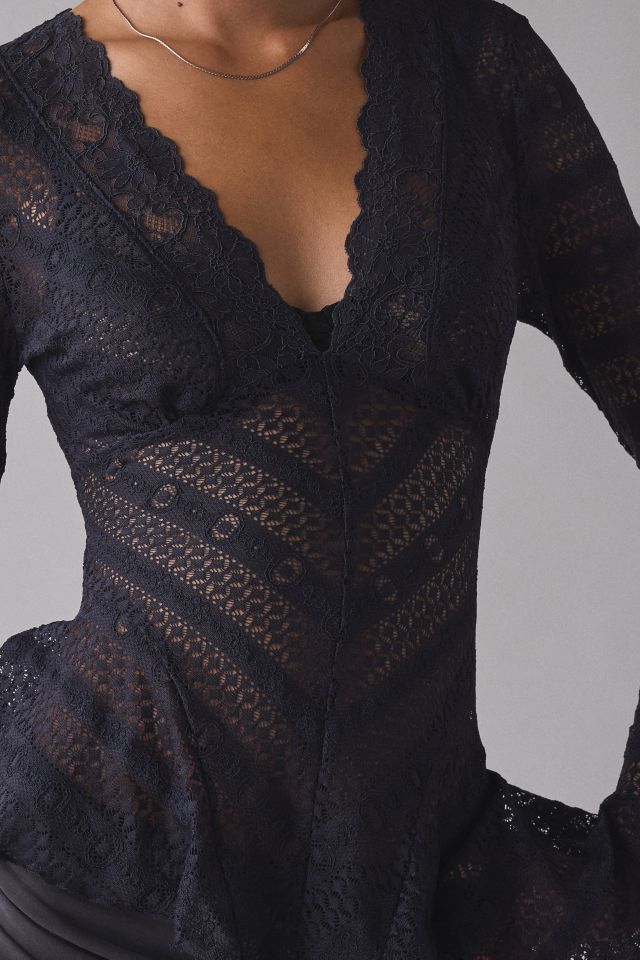Kimchi Blue Irene Sheer Lace Ruffle Bell Sleeve Top #3