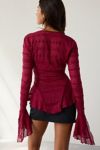 Kimchi Blue Irene Sheer Lace Ruffle Bell Sleeve Top