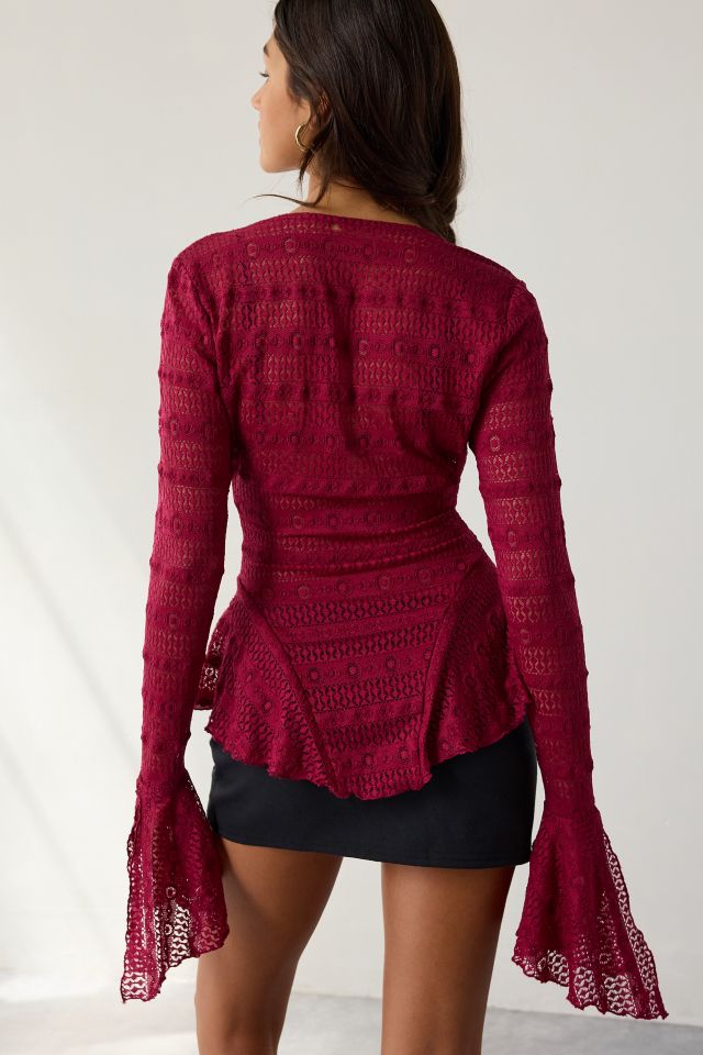 Kimchi Blue Irene Sheer Lace Ruffle Bell Sleeve Top #3