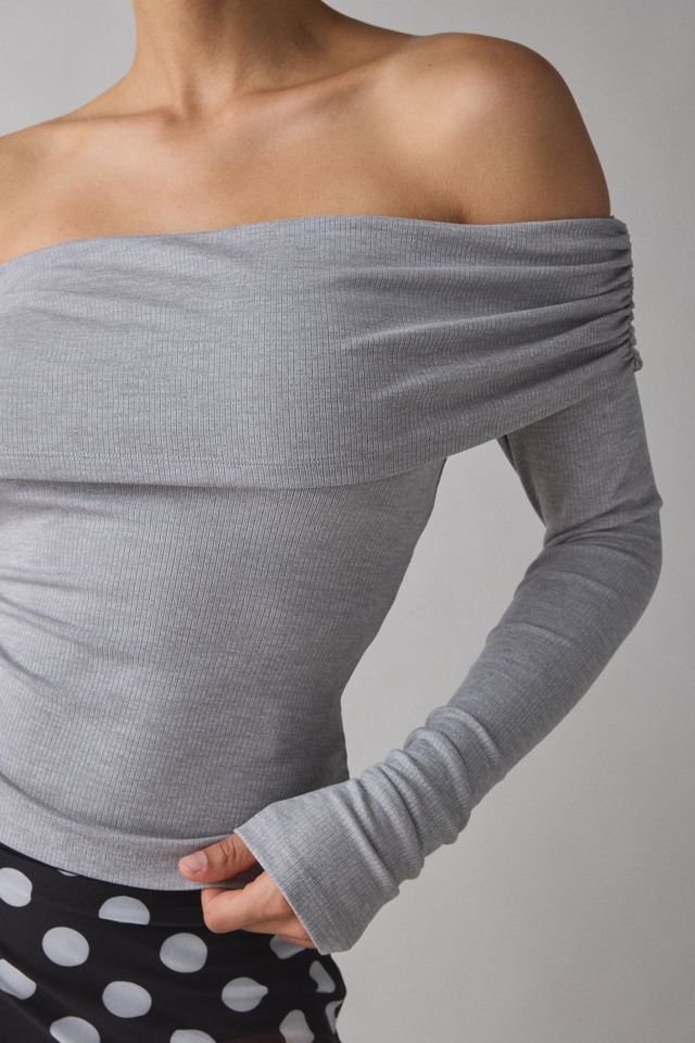 Kimchi Blue Lily Ruched Foldover Off-The-Shoulder Knit Top #1