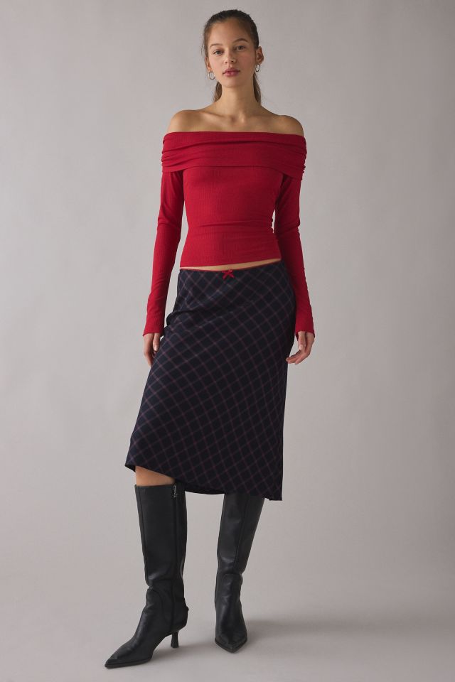 Kimchi Blue Lily Ruched Foldover Off-The-Shoulder Knit Top #1