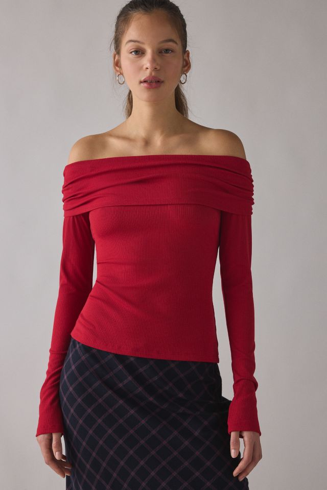 Kimchi Blue Lily Ruched Foldover Off-The-Shoulder Knit Top #2