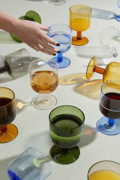 HAWKINS NEW YORK SIMPLE SEEDED GLASSWARE SET IN OLIVE AT URBAN OUTFITTERS 